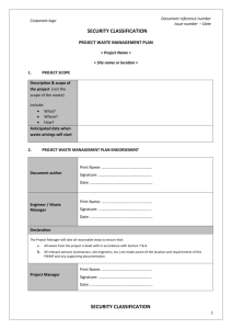 Project Waste Management Plan (PWMP) Template