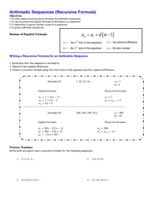 Arithmetic Sequences (Recursive Formula)