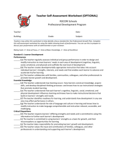 Teacher Self-Assessment Worksheet