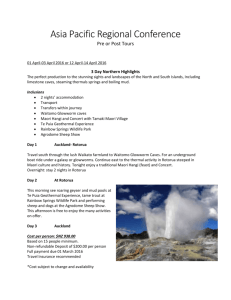 Asia Pacific Regional Conference Pre or Post Tours 01 April
