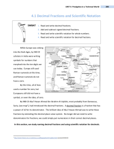SECTION 4.1 Decimals and Scientific Notation