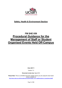 Health & Safety Procedural Guidance for the Management of Staff or