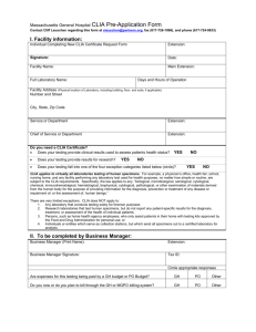 Request CLIA Pre-application Form