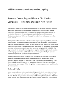 Revenue Decoupling and Electric Distribution Companies