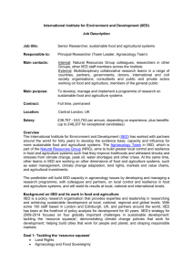 Job title: Senior Researcher, sustainable food and agricultural systems