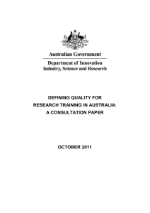 Defining Quality for Research Training in Australia