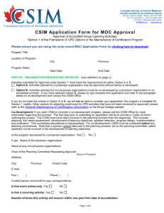 CSIM APPLICATION FORM for approval of Section 1 CPD Event