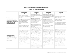 Use of Scholarly Resources rubric