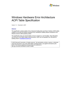 Windows Hardware Error Architecture ACPI Table
