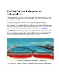 The Earth`s Crust, Lithosphere and Asthenosphere