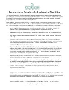 Documentation Guidelines for Psychological Disabilities