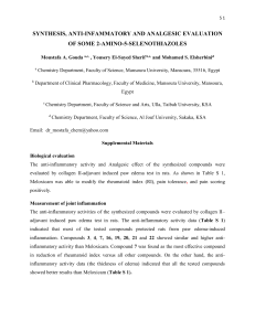 synthesis, anti-infammatory and analgesic evaluation of