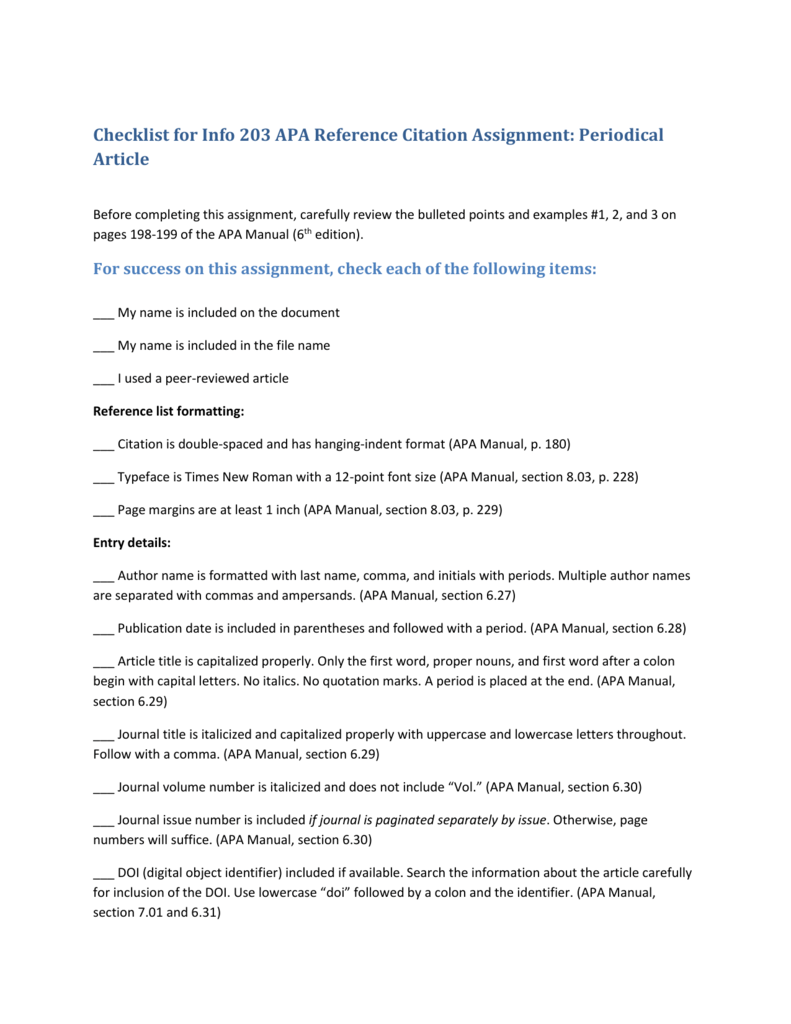 assignment apa format