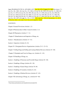 Japan PHARMACEUTICAL AFFAIRS LAW1 (Law No.145 of August