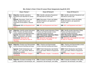 Mrs. Kimber`s Chem I/ Chem IH Lesson Plans/ Assignments Aug.26