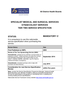 gynaecology services - Nationwide Service Framework Library