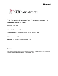 SQL Server 2012 Security Best Practices