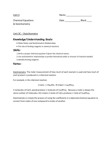 Unit 3C – Stoichiometry - Mr. Walsh`s AP Chemistry