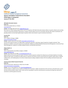 Sponsor and Exhibitor Product/Service Description HFMA Region