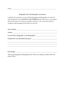 Biography/Autobiography Assessment