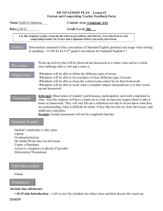 EXPLANATION OF LESSON PLAN TERMINOLOGY