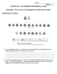 ACTIVITY 66 – PATTERNS IN PEDIGREES (p. D-64)