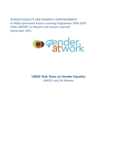 Gender Equality and Women`s Empowerment - Report on