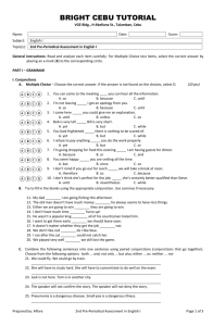 2nd PreAssessment in English I