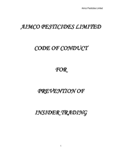 Code of Conduct for Prevention of Insider Trading
