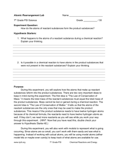 Atomic Rearrangement Lab Name 7th Grade PSI Science Grade