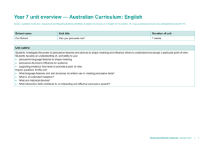 Year 7 unit overview * Australian Curriculum: English