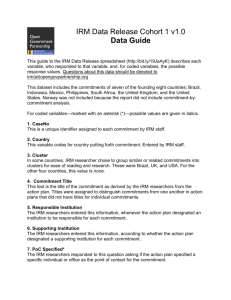 IRM Commitments Data Guide 1.0 (Public Comment Version)