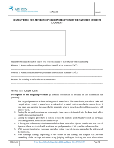 Consent form for arthroscopic reconstrction of the anterior