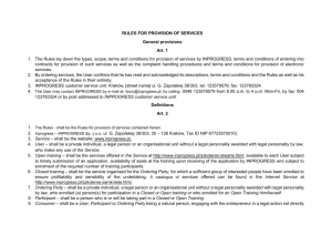 RULES FOR PROVISION OF SERVICES General provisions Art. 1