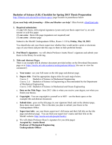 Bachelor of Science (S.B.) Checklist for Spring 2013 Thesis