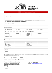 CPD Evening Registration Form - University of Central Lancashire