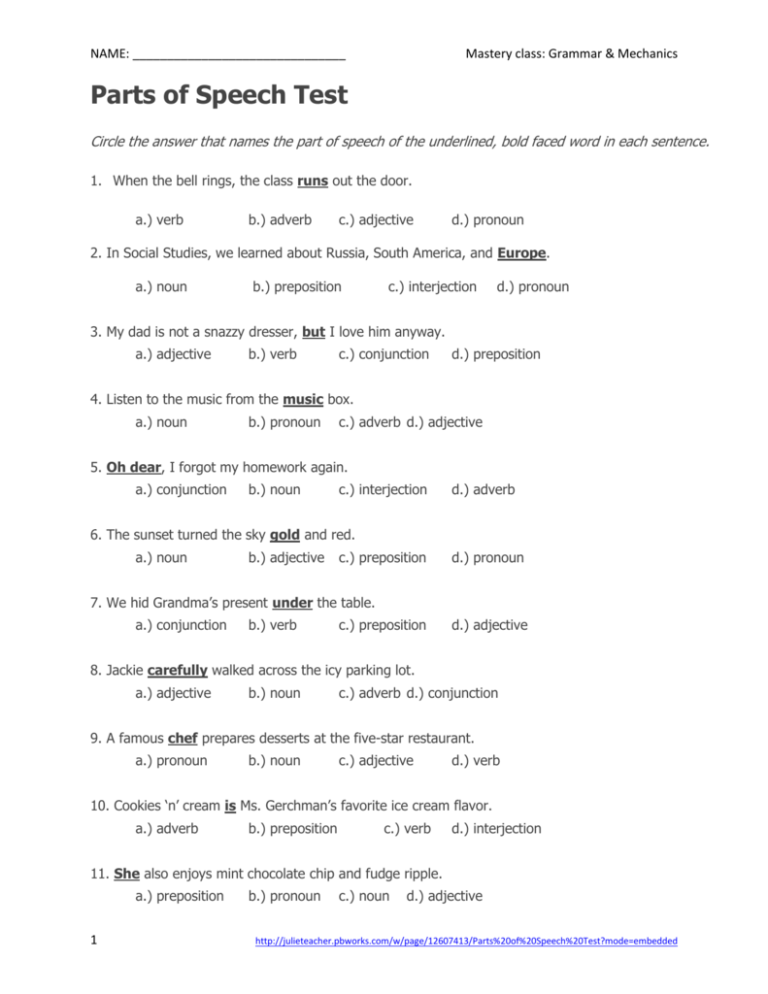 parts-of-speech-test