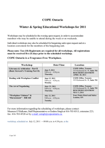 COPE Ontario Winter & Spring Educational Workshops for 2011