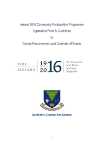 Application Form-County Roscommon Calendar of Events 1916