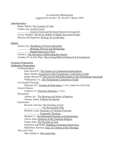 An Internship Bibliography suggested by the Rev. Dr. David G