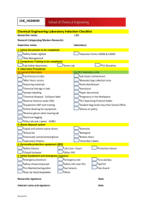 Chemical Engineering Laboratory Induction Checklist