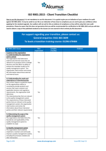 ISO 9001:2015 - Client Transition Checklist