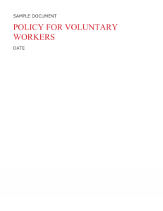 6.4 SAMPLE 1 Policy for Voluntary Workers