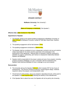 Speaker Contract - McMaster University