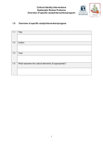 Systematic Review Proforma Context of the intervention