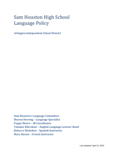 SHHS Language Policy - Sam Houston High School – 2014