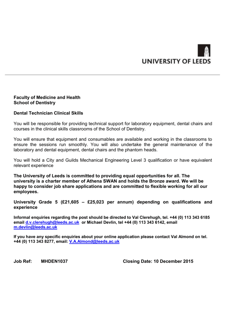 Job Description Jobs at the University of Leeds