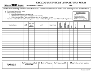 Vaccine Inventory and Return Form for Health Care Professionals