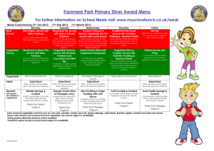 Tranmere Park Primary Silver Award Menu For further information