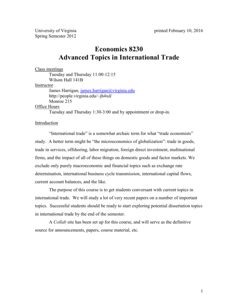 international trade and economics thesis topics